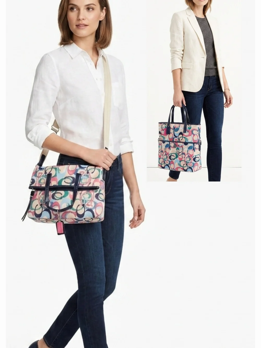 Coach Ikat Signature Foldover Tote Crossbody Bag F24449